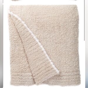 BAREFOOT DREAMS cream and blush throw blanket